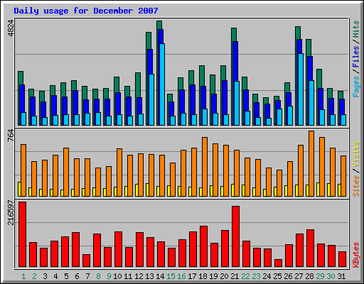 Daily usage for December 2007