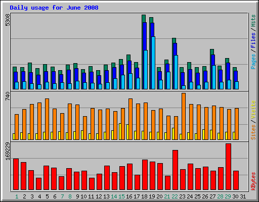 Daily usage for June 2008