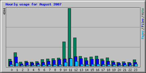 Hourly usage for August 2007