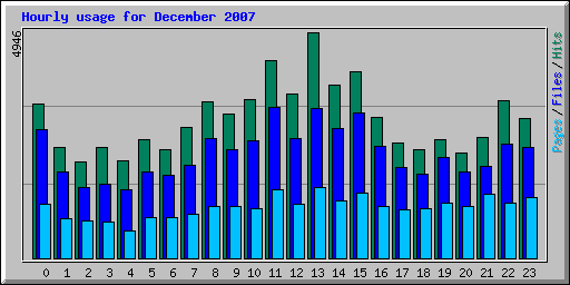 Hourly usage for December 2007