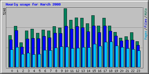 Hourly usage for March 2008