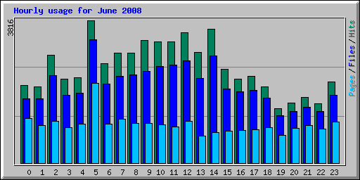 Hourly usage for June 2008