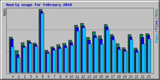 Hourly usage for February 2010