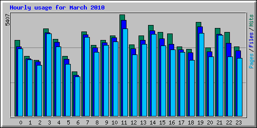 Hourly usage for March 2010